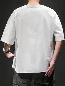 Aesthetic Loose Fit Workout Training Short Sleeve Male Oversized T <b>Shirt</b> <b>Patchwork</b> Design Multi Panel Color Block Mens - Product Image 3