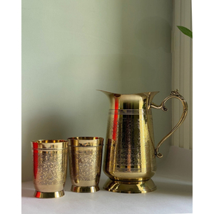 Ensemble de carafes et verres en laiton de luxe SwamiG TradeX Heritage, 2 pièces, antidérapants, lavables, réutilisables, multifonctionnels, portables, pour hôtel, restaurant, mariage - Product Image 1