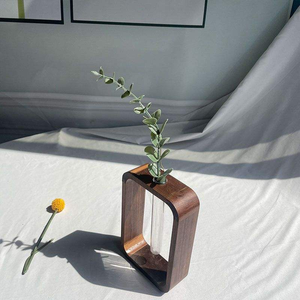 Vase moderne en verre avec cadre en bois carré léger, pour plantes d'intérieur, MULTI CRAFT, Fête des Mères - Product Image 2