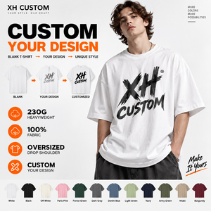 T-shirt surdimensionné 230G en coton épais 100% avec épaules tombantes, tee-shirt vierge personnalisable avec impression de logo, streetwear unisexe pour hommes - Product Image 1
