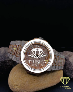 Montre artisanale en diamant Moissanite VVS en argent sterling 925 avec design entièrement serti - Product Image 3