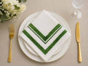 Chevron Border <b>Linen</b> <b>Cloth</b> Napkins Square Dinner Napkins Reusable <b>Table</b> <b>Linen</b> for Wedding Party Dining - Product Image 4