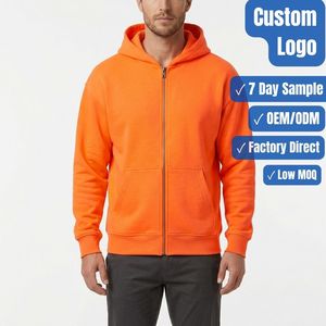 Sweat-shirt à capuche zippé intégral en molleton de coton épais 400g pour homme, anti-rétrécissement, personnalisable, fabrication OEM, marque privée - Product Image 1