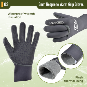 Gants de plongée réglables AROPEC 3 mm en néoprène super extensible avec doublure en peluche pour équipement de plongée - Product Image 4