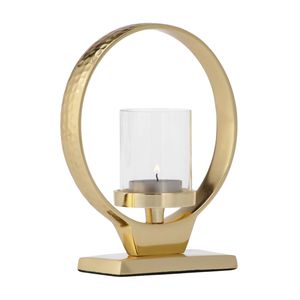 Candelabro Circular de Aluminio Dorado Pulido, Moderno, para la Entrada Principal, Decoración para el Dormitorio, Decoración Navideña - Product Image 1