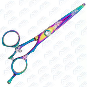 กรรไกรตัดผม Rainbow Daisy Swivel ขนาด 6.0 นิ้ว ผลิตจากเหล็ก 440C ขายส่งราคาพิเศษ อุปกรณ์ทำผมมืออาชีพสำหรับช่างตัดผมและเสริมสวย - Product Image 2