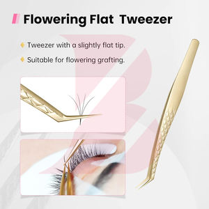 Pince à épiler de précision en acier inoxydable doré pour professionnels, pince à épiler courbée à 45 degrés pour volume - Product Image 2