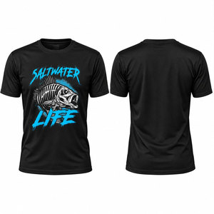 Camiseta Gráfica Unisex Negra Resistente al Agua Salada UPF 50 Transpirable Cortavientos de Talla Grande de Manga Corta - Product Image 1