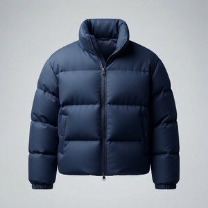 Veste matelassée d'hiver pour homme, coupe ample, imperméable, noire unie, avec capuche et logo sur le devant - Product Image 5