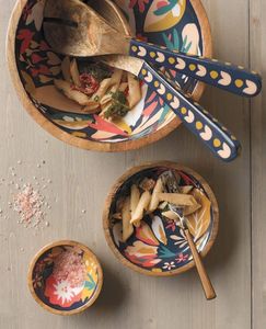 New Arrival Artistic Serving Wooden <b>Bowl</b> With <b>Enamel</b> Work For Home Entertaining Enhancing Presentation With Craft Elegance - Product Image 3