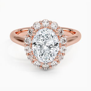 Bague de fiançailles vintage en or jaune avec diamant taille brillant rond, sertie pavé, forme fleur, bijoux fins pour femme - Product Image 5