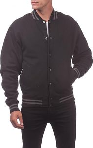 Custom Men's Varsity Baseball Bomber Jacket College Letterman with Faux Leather Sleeves and Stand Collar Featuring Front Logo - Product Image 4