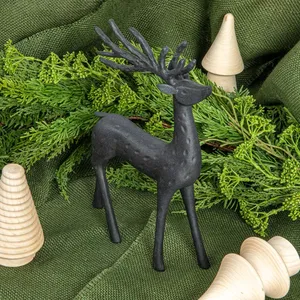 Handmade Metal Deer Sculpture 12 Inch Modern Animal <b>Figure</b> Tabletop Decoration for Living Room <b>Christmas</b> Theme - Product Image 4