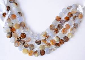 ลูกปัดหินแคลซิโดนีธรรมชาติทรงเหรียญเรียบ ร้อยเป็นเส้น สำหรับทำเครื่องประดับ ขายส่ง - Product Image 2