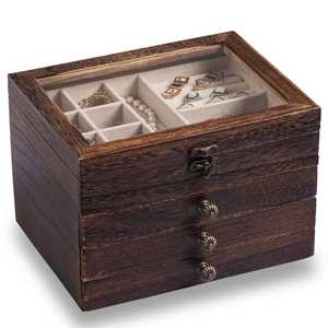 Caja de Anillo Individual de Madera de Nogal Vintage con Tapa Magnética, Esquinas Redondeadas, Estuche para Anillo de Compromiso, Caja de Exhibición de Joyería para Propuesta de Matrimonio - Product Image 5