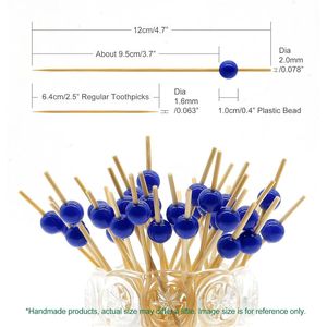 Navy Blue Pearl 4.7 Inch Long Bamboo Cocktail Picks Fancy Appetizers Decorative <b>Toothpicks</b> for Independence Day Party Food - Product Image 3