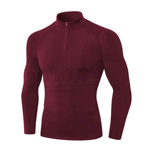 <b>Men's</b> White <b>Long</b> <b>Sleeve</b> Compression Shirt Half Zip Stand Collar Slim Fit Base Layer Athletic <b>Top</b> by Shahas International - Product Image 1