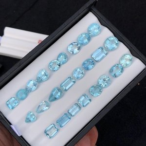 พลอยอะความารีนธรรมชาติทรงรีสีฟ้าอ่อน ผ่านการรับรองจากผู้ตรวจสอบอิสระ ผ่านการอบความร้อน มีเอฟเฟกต์แสงแบบเบา FF สำหรับช่างอัญมณี - Product Image 6