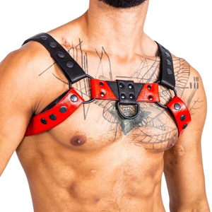 Harnais de poitrine en cuir noir avec boucle en acier, ajustement réglable pour les tenues de club - Product Image 5
