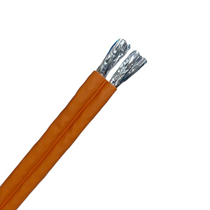 Câble S/FTP CAT7 <span class=keywords><strong>Duplex</strong></span> 2x4 paires, conducteur BC 23AWG, isolation PE, blindage en feuille d'aluminium par paire, tressage Al-Mg, gaine LSZH couleur orange - Product Image 1