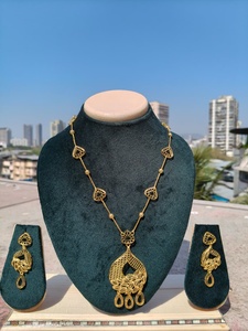 Brass 18K Gold Plated Women's Turkish Long Haram Necklace <b>Set</b> Bridal Traditional Wedding Engagement Anniversary Party Trendy - Product Image 5