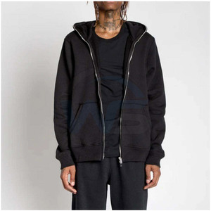 Sweat à capuche entièrement zippé en molleton 100% coton, écologique, respirant, décontracté pour l'hiver, design ample, poche avant, unisexe, marque privée - Product Image 5