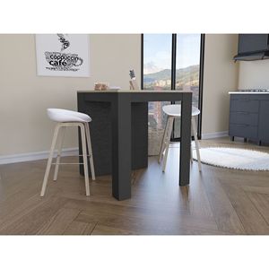 Tanna Kitchen Counter Dining Table with Two Legs and Three Side <b>Shelves</b> Black/<b>Pine</b> Color - Product Image 4