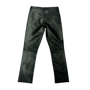 <b>Men's</b> <b>Leather</b> Pants Slim Fit Straight Pattern Lightweight Dark Wash Mid Waist Waterproof Breathable Quick Dry Casual Low MOQ - Product Image 2