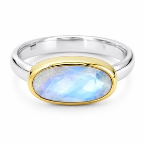 Wholesale 925 Sterling Silver Rainbow Moonstone <b>Ring</b> Natural Moonstone Gemstone Boho <b>Dome</b> Statement <b>Ring</b> June Birthstone <b>ring</b> - Product Image 1
