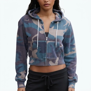 High Quality Streetwear Plain Thick Fleece Spandex/Cotton Beaded <b>Winter</b> Women Oversized Blank Hoodie Crop <b>Top</b> Manufacturers - Product Image 1