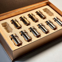 Boîte en papier rigide magnétique haut de gamme personnalisée pour échantillons de parfum, crème pour le visage, crème pour les yeux, flacons de 3 ml/5 ml/10 ml, doublure en éponge, écologique