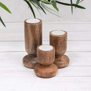 Support de bougie en bois pour décoration artistique d'intérieur, élégants bougeoirs en bois, lanternes, pots à bougies - Product Image 3
