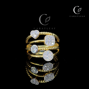 Bague ouverte Caratleaf Luxury plaquée or 18 carats avec diamant de laboratoire |   Bague tendance multi-brins |   Certifié IGI, sur mesure, de qualité supérieure - Product Image 1
