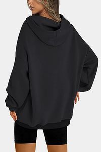 Sudadera con capucha de felpa holgada y casual para mujer, nueva, con hombros caídos, al por mayor - Product Image 3