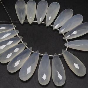 New Arrival White Chalcedony Teardrop Earring Pair Handmade Loose <b>Stone</b> <b>Beads</b> 30X10MM Wholesale Price - Product Image 6