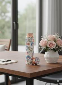 ขวดน้ำทองแดงแท้พร้อมสติกเกอร์ลายดอกไม้ ราคาประหยัด บรรจุภัณฑ์พรีเมียม ใช้สำหรับดื่มน้ำ - Product Image 5