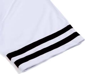 T-shirt blanc à manches courtes pour homme, col rond, avec bordure noire, coupe classique, décontracté, respirant, imprimé par sublimation, en coton tricoté - Product Image 5