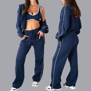 Conjunto de Ropa Deportiva Cálida de Color Sólido para Hombre y Mujer, Conjuntos de Ropa de Otoño e Invierno para Mujer, Sudadera con Cierre y Cuello Alto, Pantalones, Conjuntos Deportivos Cálidos - Product Image 6