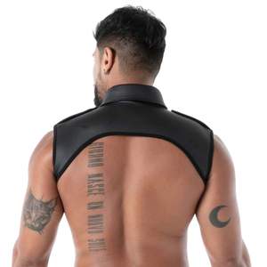 Harnais de poitrine réglable en similicuir noir pour homme, style fetish, avec col en dentelle, écologique - Product Image 6