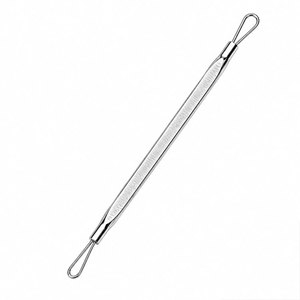 Stainless Steel Double Sided Comedone <b>Removal</b> Tool With Wire Loop Ends And Textured Non Slip Grip For Facial Skincare - Product Image 1