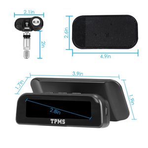 Wireless Solar Auto Tire Pressure Monitor System Built-in Temperature Sensors Temperature Alarm for Car Tyre <b>TPMS</b> Monitoring - Product Image 2