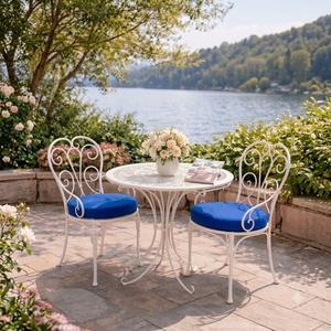 Ensemble de meubles de jardin en fer forgé sur mesure, table et chaises de salle à manger pour 2 personnes, extérieur - Product Image 2
