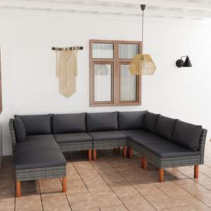 Ensemble de salon de jardin modulaire standard en rotin PE gris - Product Image 1
