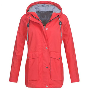 Women Rain <b>Jacket</b> Hooded Waterproof Windproof Outdoor <b>Lightweight</b> Raincoat <b>Ladies</b> Coat Yellow Blue Black Red Pink - Product Image 4