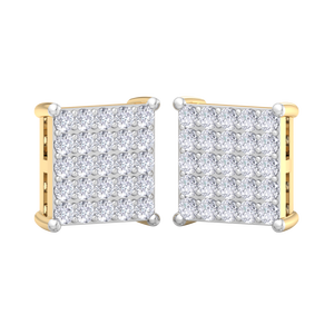 Pendientes de botón cuadrados de moissanita de oro de 18 quilates con corte brillante redondo y engaste de puntas, joyería clásica para mujer para uso diario - Product Image 3