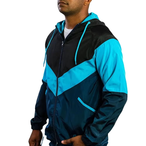 Winter Colorblock Chevron Hooded Windbreaker Jacket Full Zip Lightweight Athletic Outerwear Water Resistant Training <b>Coat</b> <b>Zipper</b> - Product Image 6