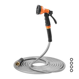 Tubo da Giardino Rinforzato in Acciaio Inossidabile Antiruggine da 45m (150ft) Anti-Piega con Ugello a 10 Funzioni, Disponibile anche nelle Lunghezze da 7,5m (25ft) e 15m (50ft) - Product Image 1