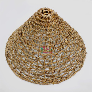 Pantalla de lámpara de cono de algas marinas naturales hechas a mano para iluminación rústica Bohemia del hogar y decoración de interiores - Product Image 6