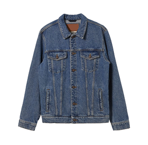แจ็คเก็ตยีนส์ลำลองผู้ชายพรีเมียม ผ้าฝ้าย 100% สีน้ำเงินฟอกแบบเรโทร เสื้อคลุมยีนส์หนา สไตล์เรียบง่าย สตรีทแวร์ ขายส่ง - Product Image 1