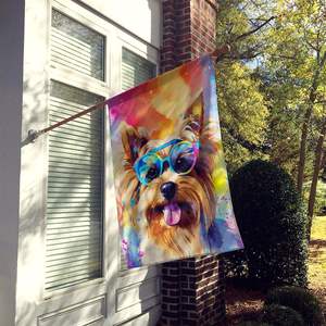 Yorkshire Terrier Hippie gran porche poste decorativo patio Banner Multicolor colgante de pared poliéster casa tamaño ilustraciones Multicolor - Product Image 2